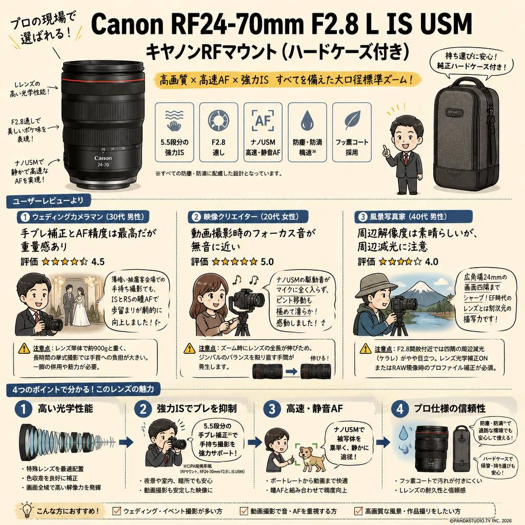 Canon RF24-70mm F2.8 L IS USM キヤノンRFマウント(ハードケース付き) インターネット上のお客様の声（評判）
