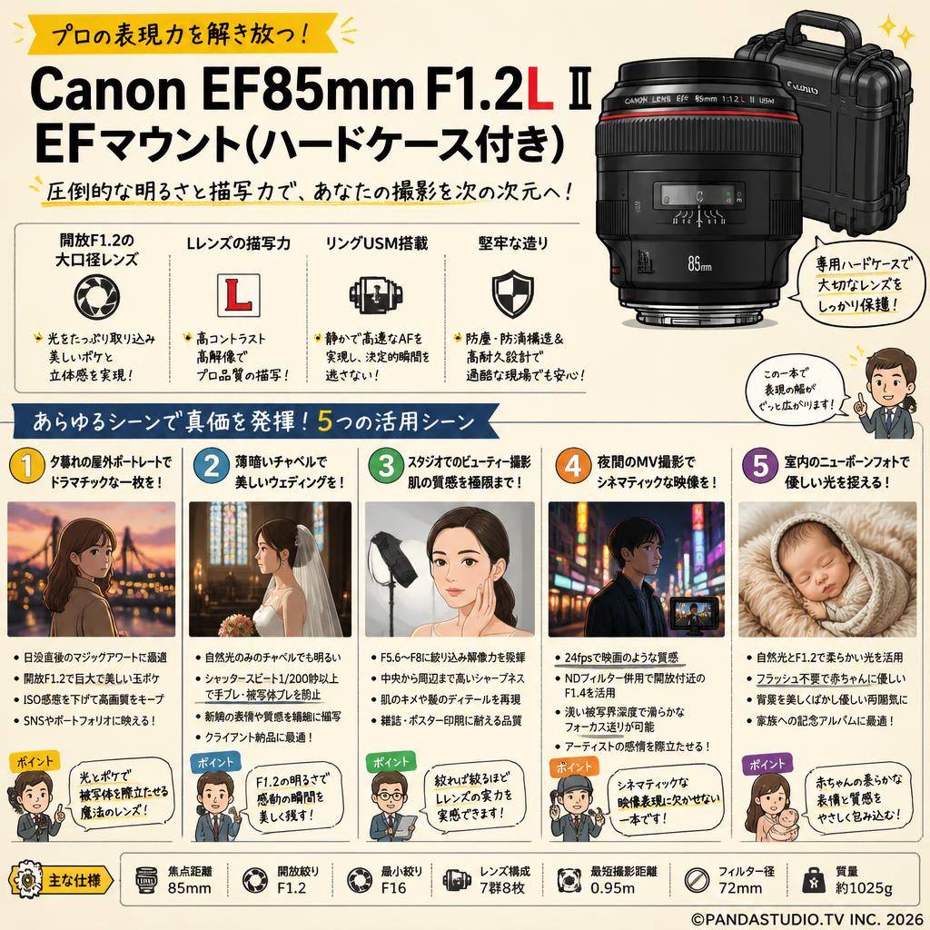 Canon EF85mm F1.2L II EFマウント(ハードケース付き) 用途