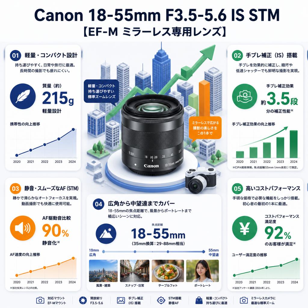 Canon 18-55mm F3.5-5.6 IS STM 【EF-M ミラーレス専用レンズ】 セールスポイント