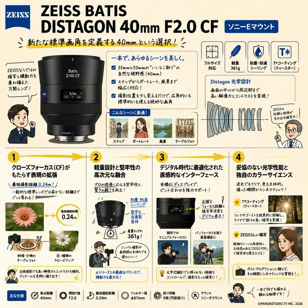 Zeiss Batis Distagon 40mm F2.0 CF ソニーEマウント 概要