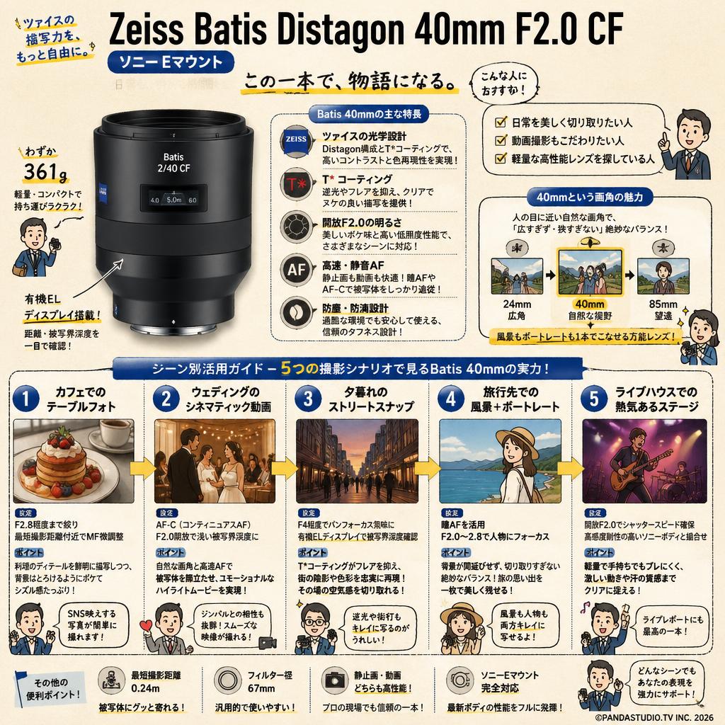 Zeiss Batis Distagon 40mm F2.0 CF ソニーEマウント 用途