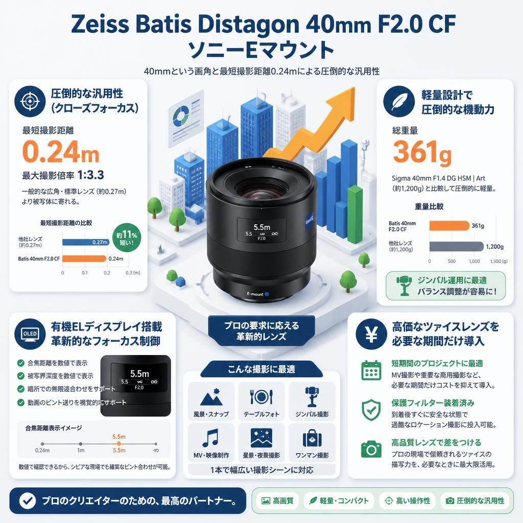 Zeiss Batis Distagon 40mm F2.0 CF ソニーEマウント セールスポイント