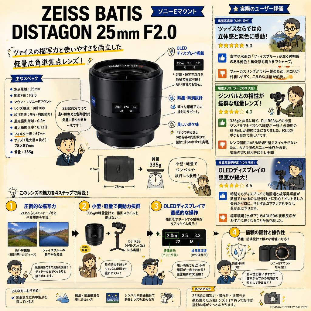 Zeiss Batis Distagon 25mm F2.0 ソニーE マウント インターネット上のお客様の声（評判）