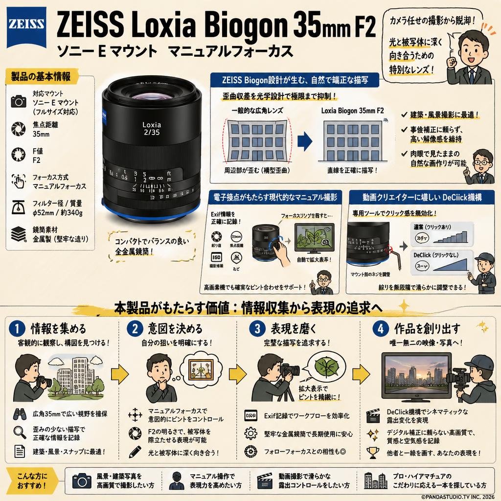 Zeiss Loxia Biogon 35mm F2 ソニーE マウント マニュアルフォーカス 概要