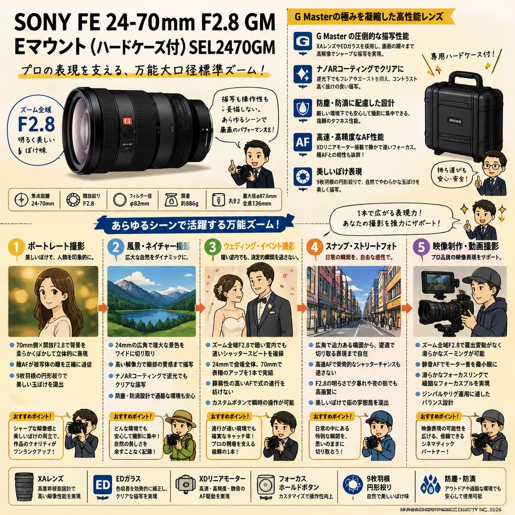 SONY FE 24-70mm F2.8 GM Eマウント(ハードケ－ス付) SEL2470GM 用途