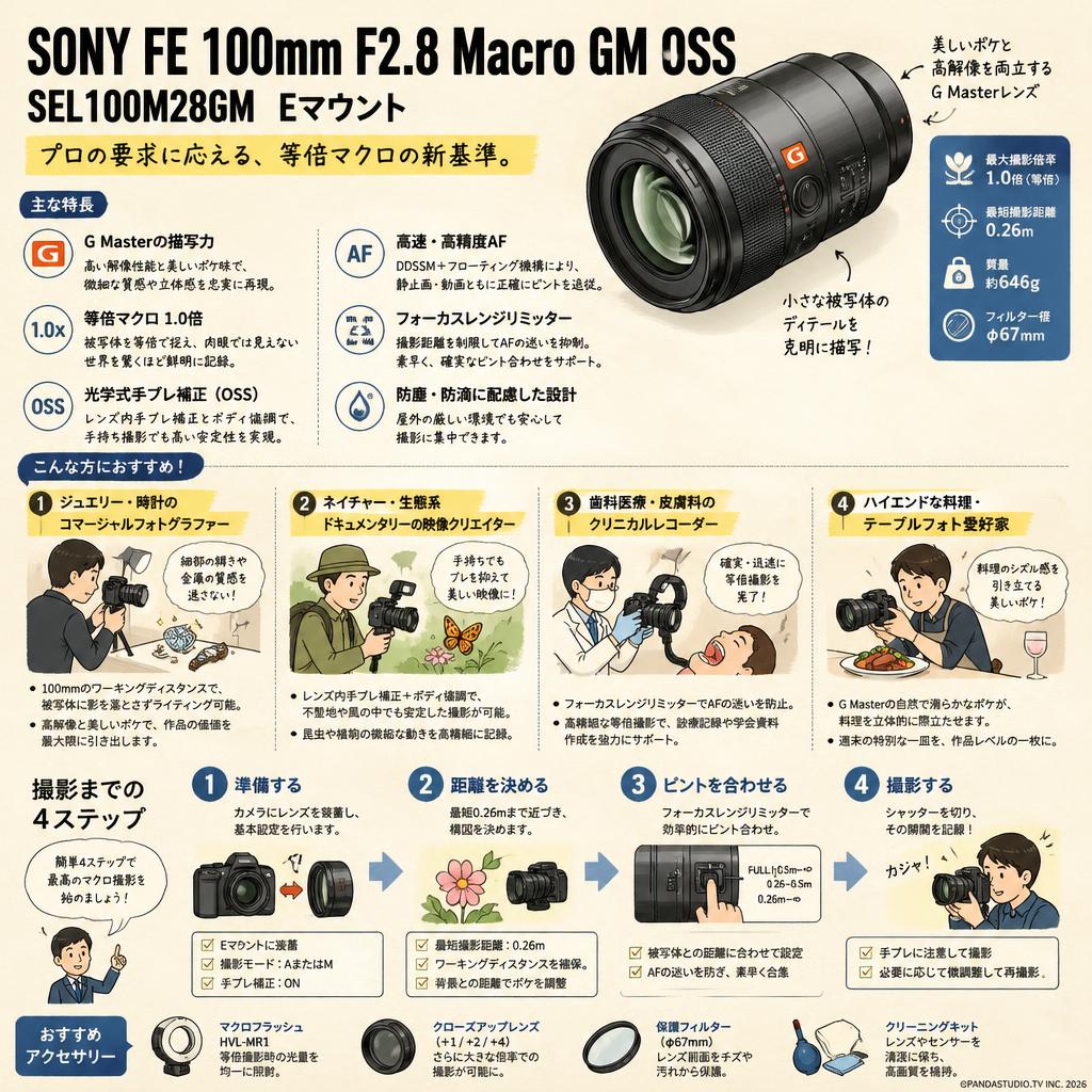 SONY FE 100mm F2.8 Macro GM OSS SEL100M28GM  Eマウント おもな対象のお客様