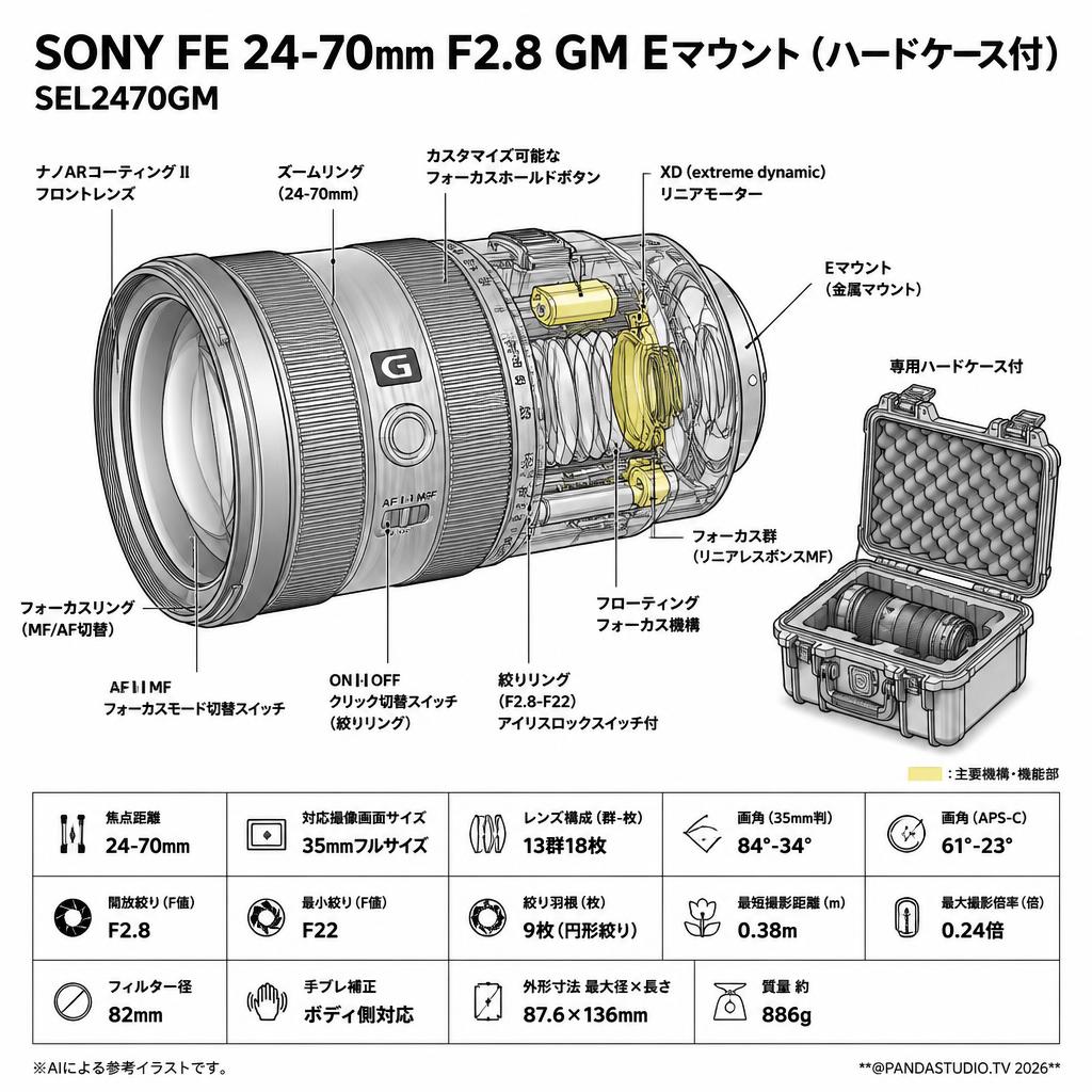 SONY FE 24-70mm F2.8 GM Eマウント(ハードケ－ス付) SEL2470GM スペック