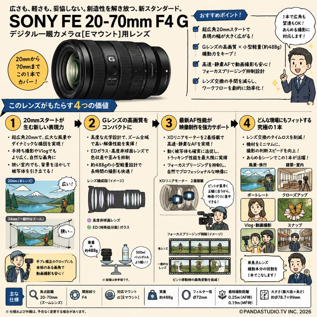SONY FE 20-70mm F4 G デジタル一眼カメラα[Eマウント]用レンズ 概要