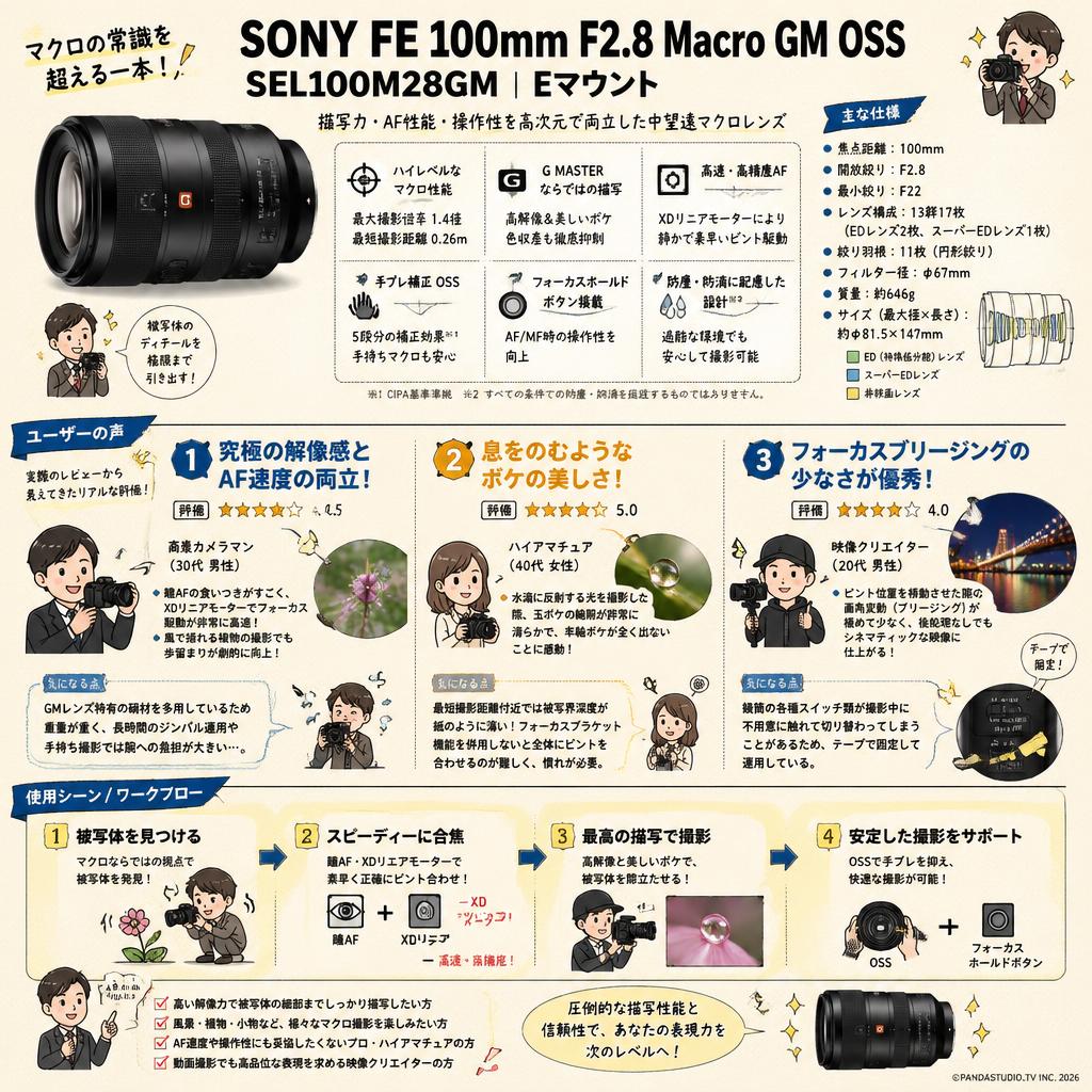 SONY FE 100mm F2.8 Macro GM OSS SEL100M28GM  Eマウント インターネット上のお客様の声（評判）