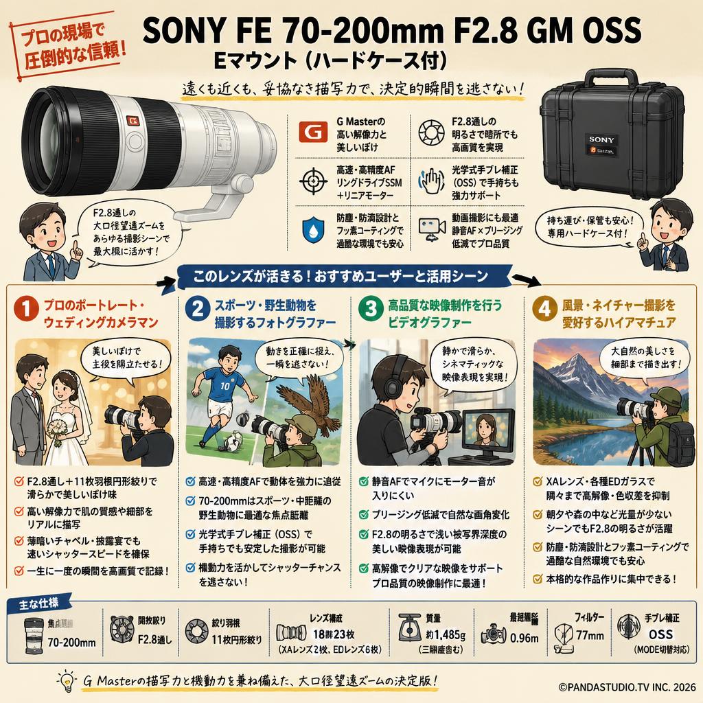 SONY FE 70-200mm F2.8 GM OSS Eマウント  (ハードケ－ス付) おもな対象のお客様