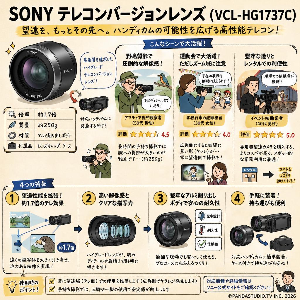 SONY テレコンバージョンレンズ ( VCL-HG1737C ) インターネット上のお客様の声（評判）