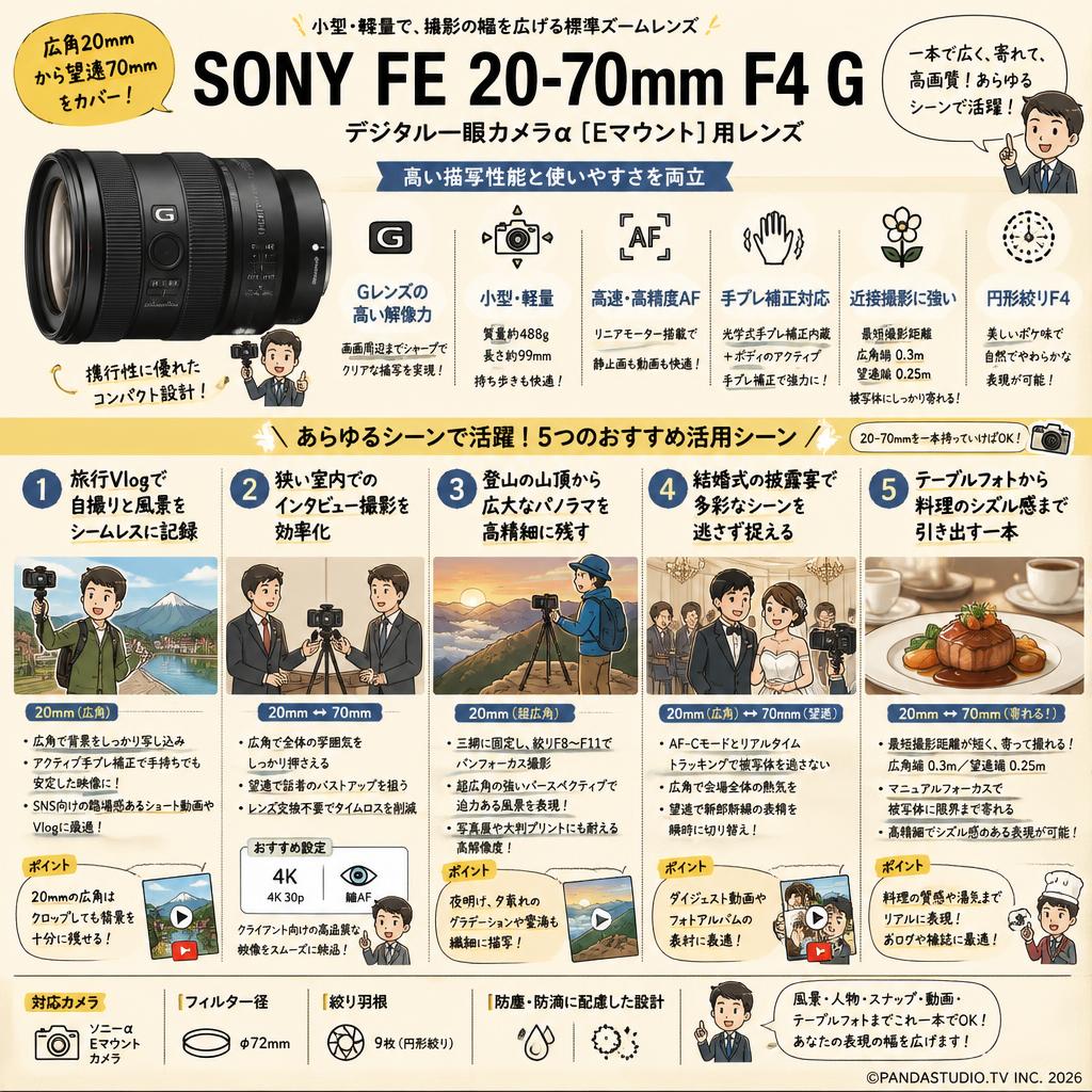 SONY FE 20-70mm F4 G デジタル一眼カメラα[Eマウント]用レンズ 用途