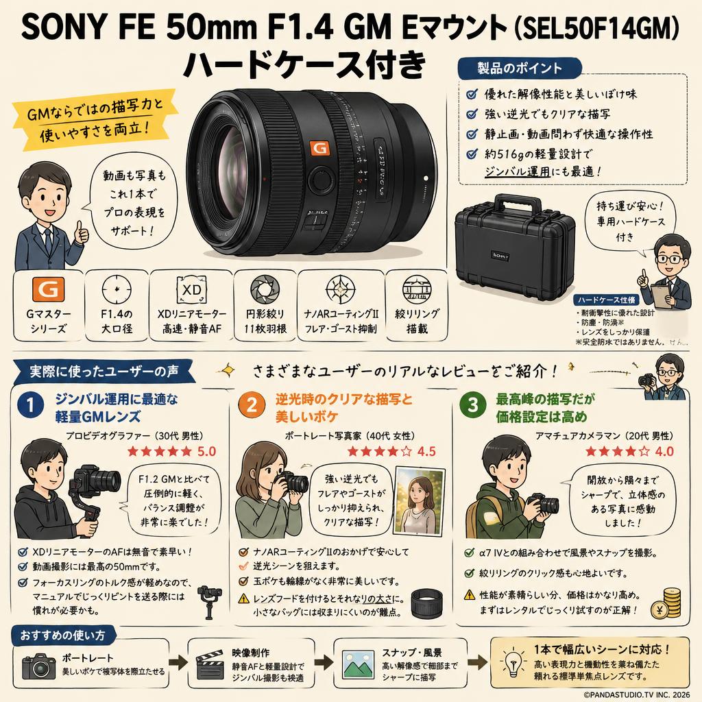 SONY FE 50mm F1.4 GM Eマウント（SEL50F14GM）ハードケース付き インターネット上のお客様の声（評判）