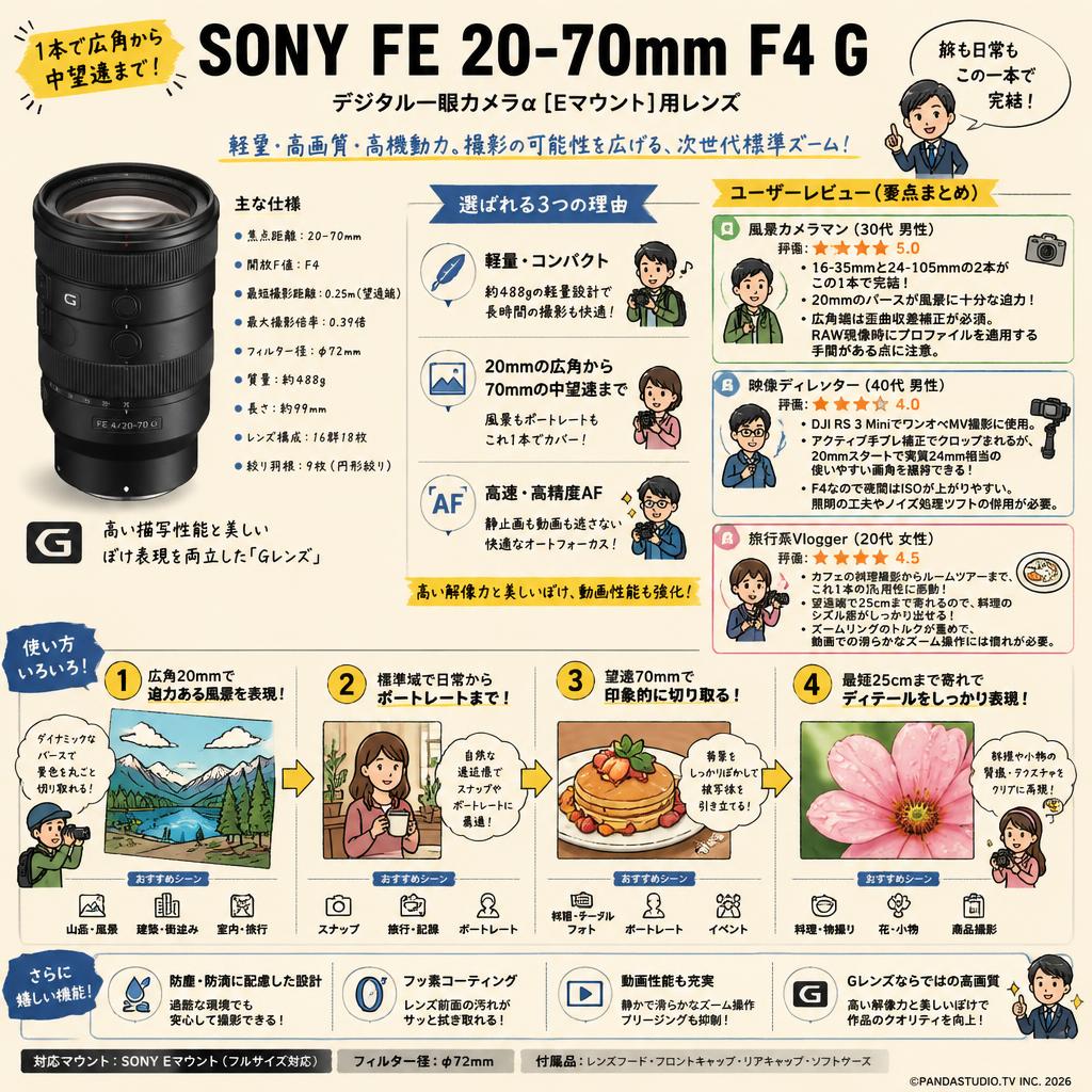 SONY FE 20-70mm F4 G デジタル一眼カメラα[Eマウント]用レンズ インターネット上のお客様の声（評判）