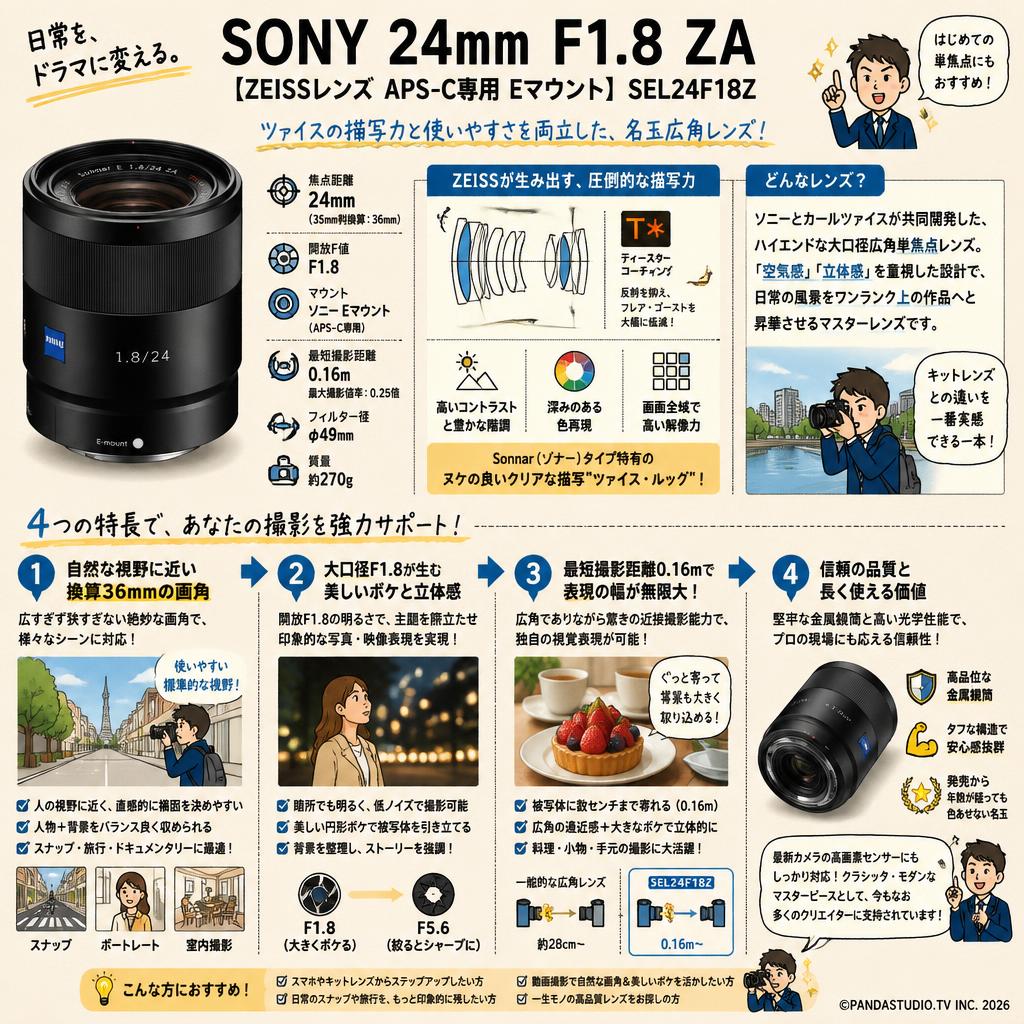 SONY 24mm F1.8 ZA 【ZEISSレンズ APS-C専用 Eマウント】SEL24F18Z 概要