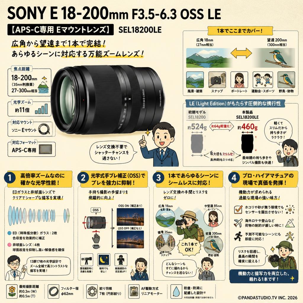 SONY E 18-200mm F3.5-6.3 OSS LE【APS-C専用 Eマウントレンズ】SEL18200LE 概要