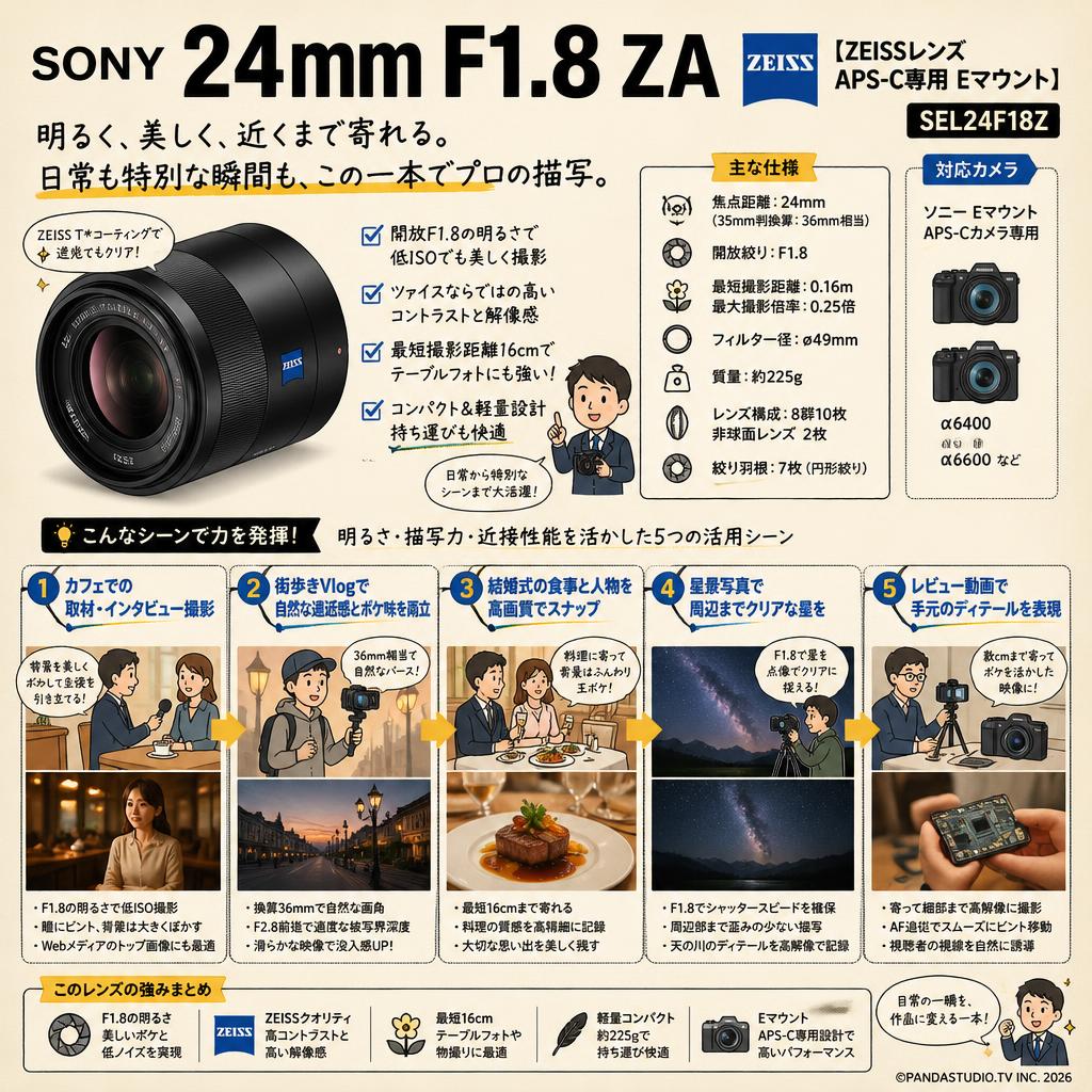 SONY 24mm F1.8 ZA 【ZEISSレンズ APS-C専用 Eマウント】SEL24F18Z 用途