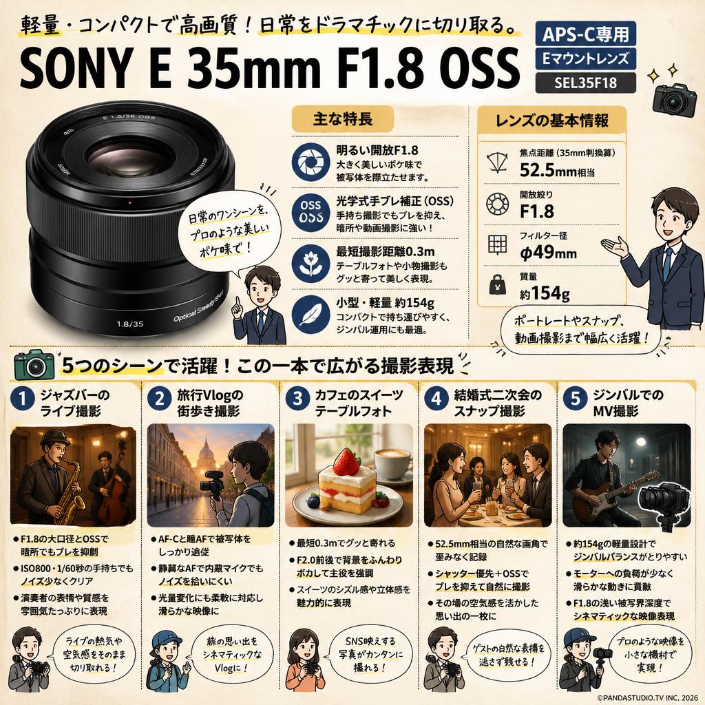 SONY E 35mm F1.8 OSS【APS-C専用 Eマウントレンズ】SEL35F18 用途