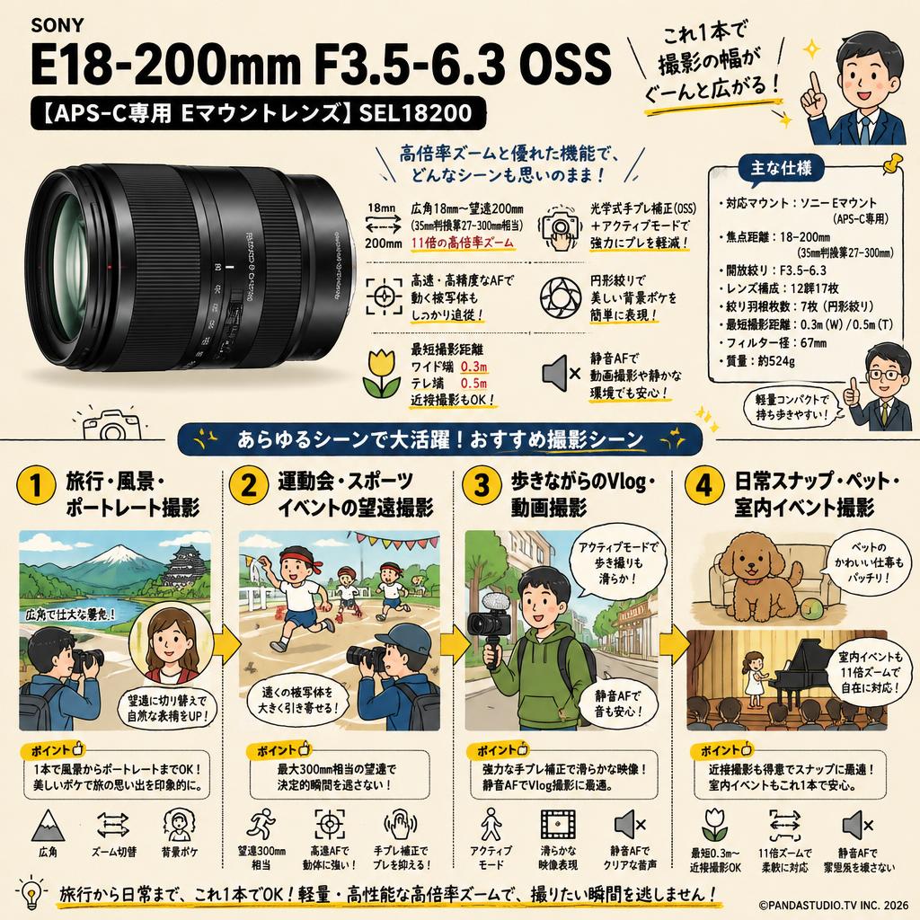 SONY E18-200mm F3.5-6.3 OSS【APS-C専用 Eマウントレンズ】SEL18200 用途