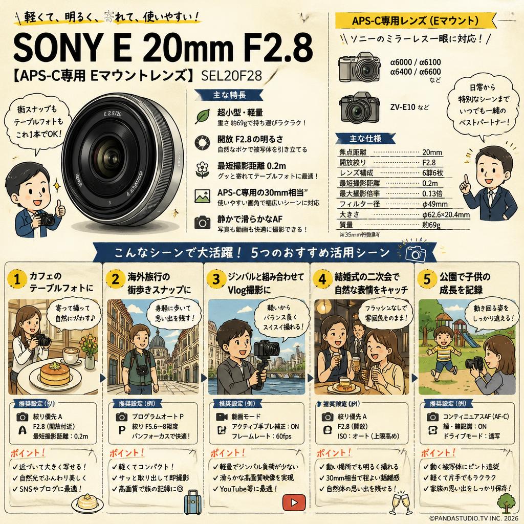 SONY E 20mm F2.8【APS-C専用 Eマウントレンズ】SEL20F28 用途