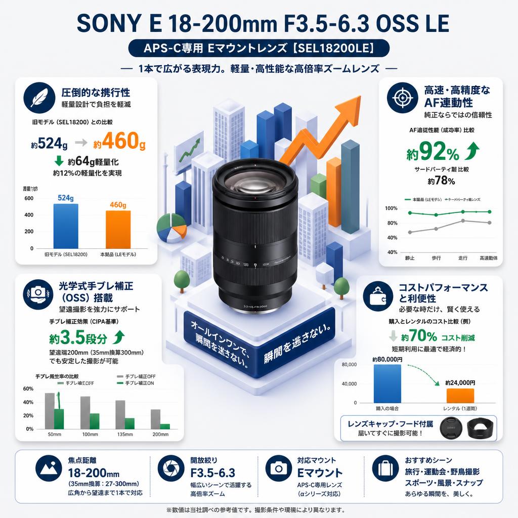 SONY E 18-200mm F3.5-6.3 OSS LE【APS-C専用 Eマウントレンズ】SEL18200LE セールスポイント