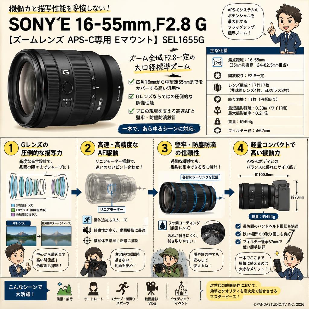 SONY E 16-55mm F2.8 G 【ズームレンズ APS-C専用 Eマウント】SEL1655G 概要