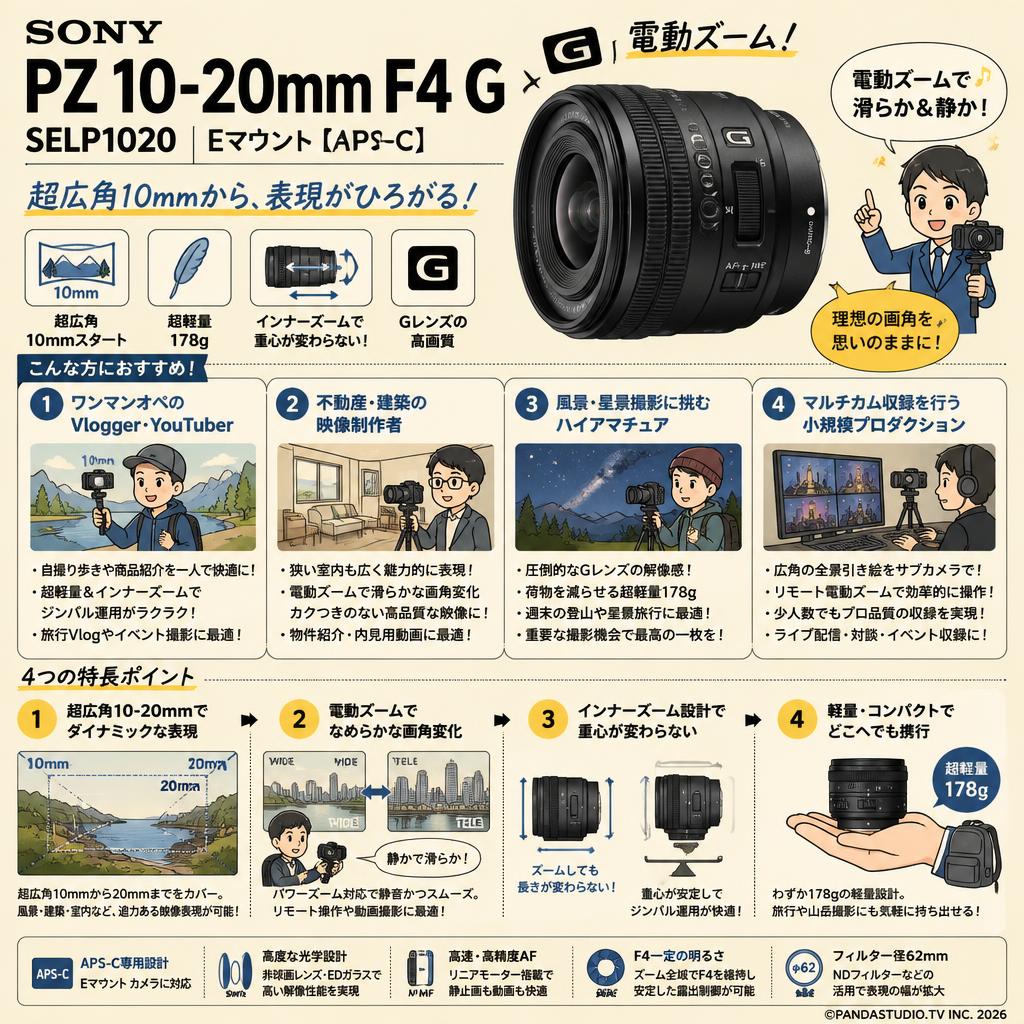 SONY PZ 10-20mm F4 GSELP1020 電動ズーム Eマウント【APS-C 】 おもな対象のお客様
