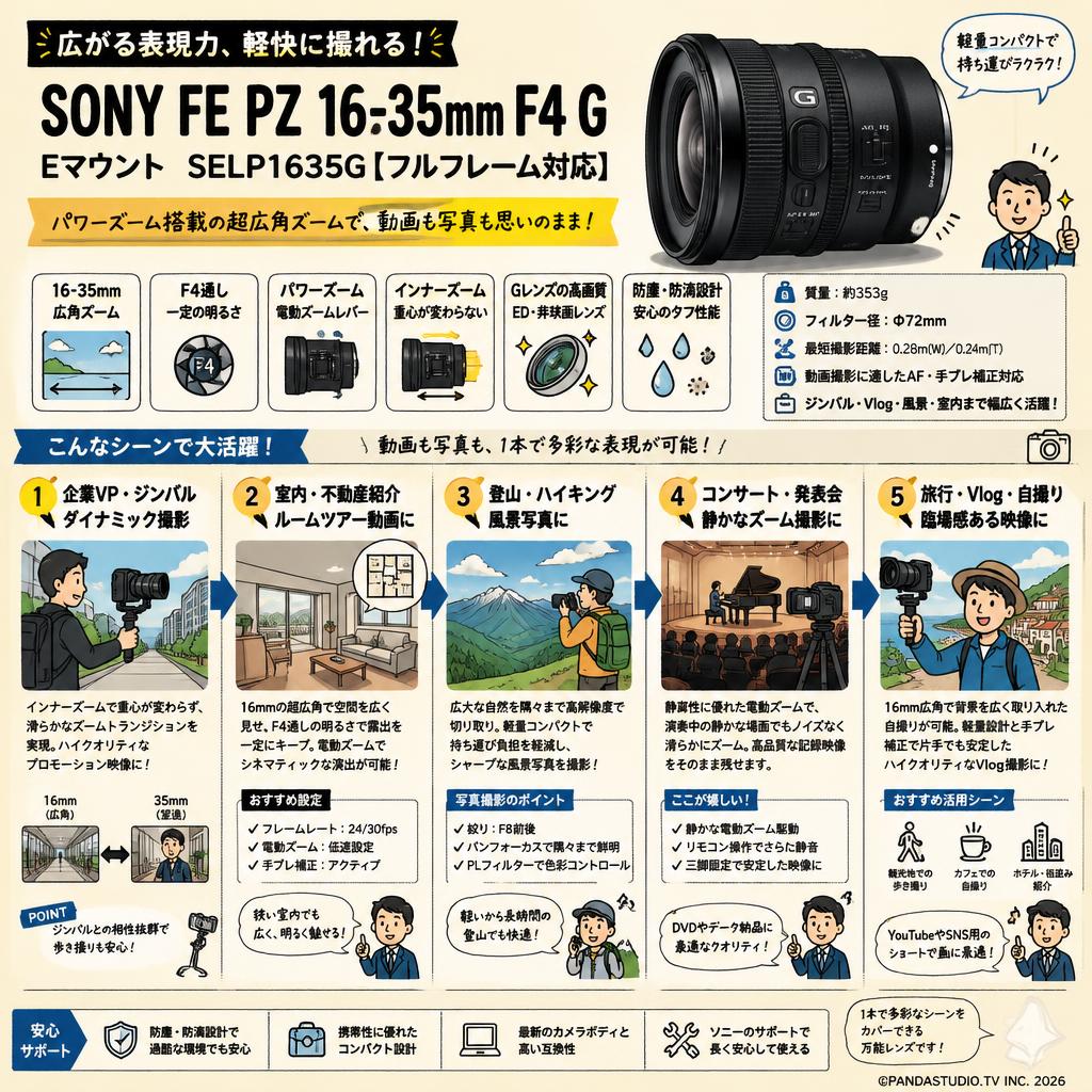 SONY FE PZ 16-35mm F4 G Eマウント  SELP1635G 【フルフレーム対応】 用途