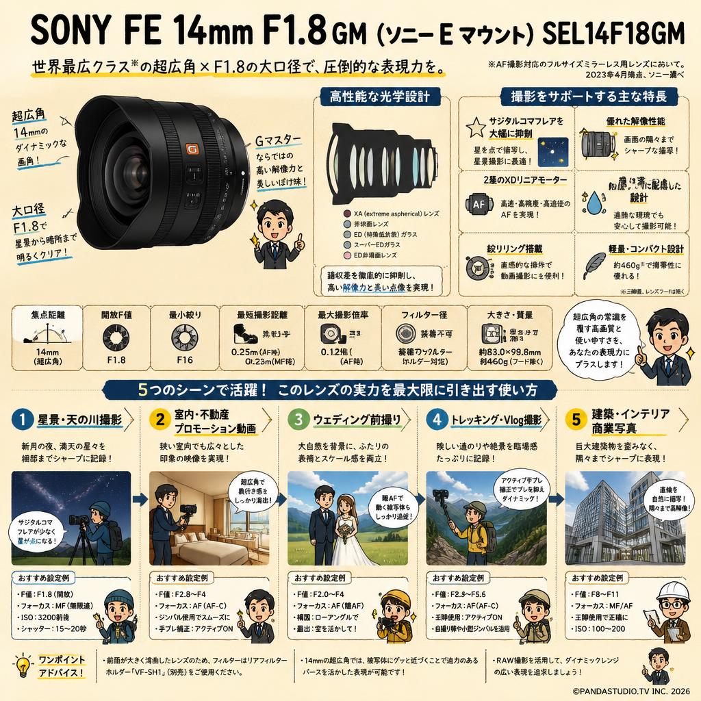 SONY FE 14mm F1.8GM　(ソニーEマウント)　SEL14F18GM 用途