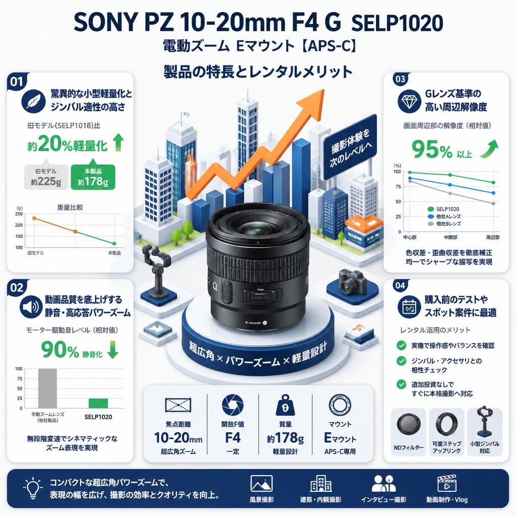 SONY PZ 10-20mm F4 GSELP1020 電動ズーム Eマウント【APS-C 】 セールスポイント