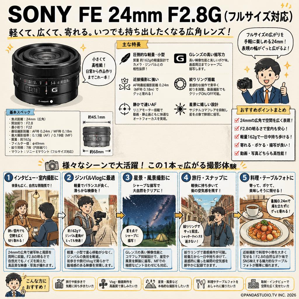 SONY FE 24mm F2.8G(フルサイズ対応) 用途