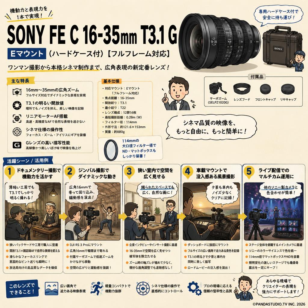 SONY FE C 16-35mm T3.1 G Eマウント(ハードケ－ス付)【フルフレーム対応】 用途