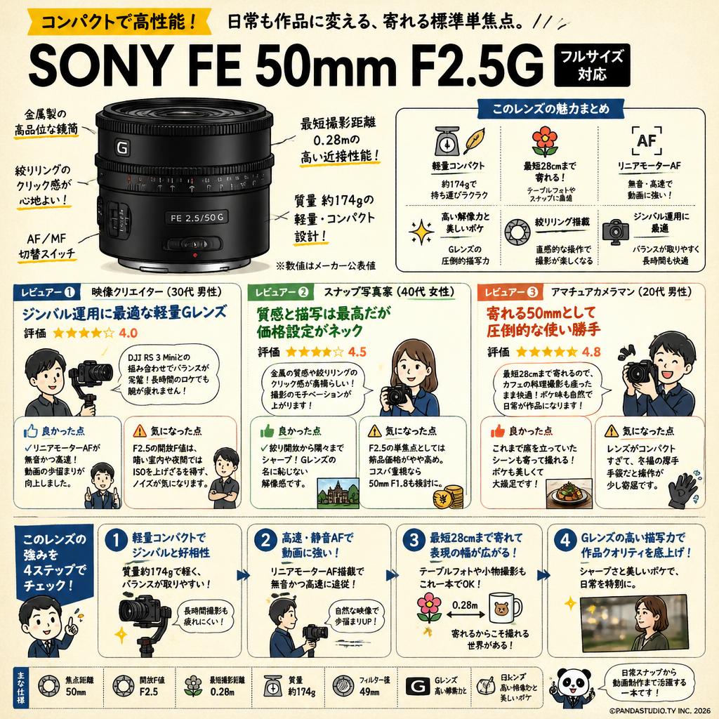 SONY FE 50mm F2.5G(フルサイズ対応) インターネット上のお客様の声（評判）