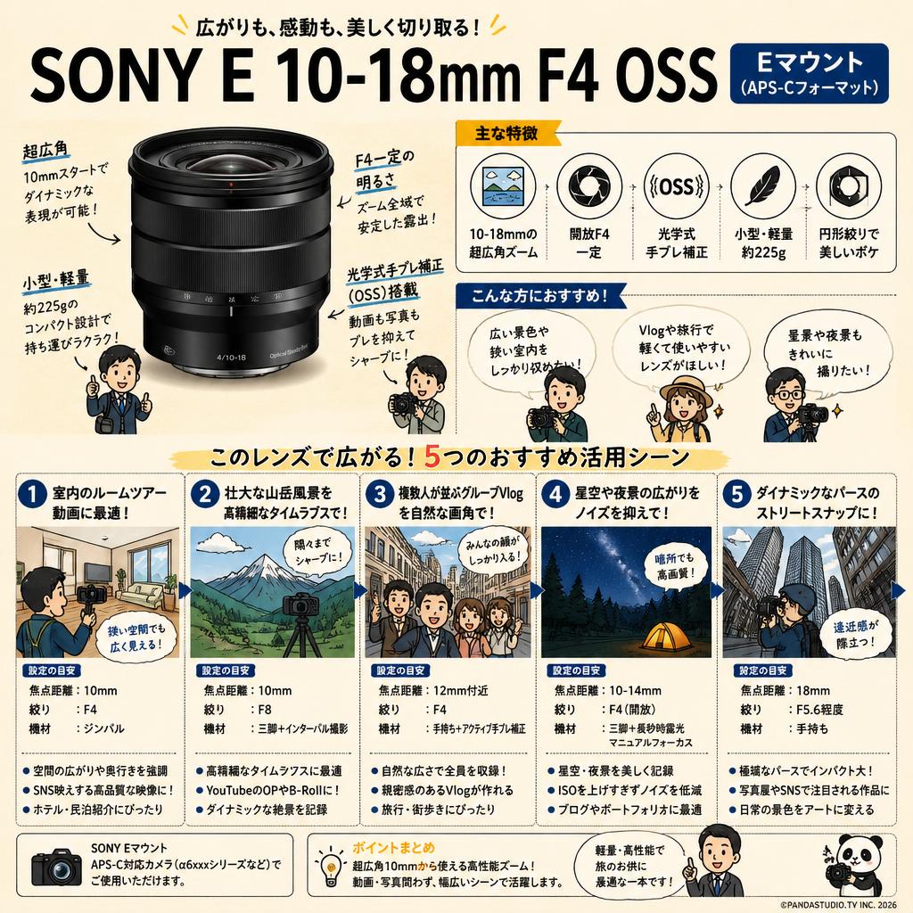 SONY E 10-18mm F4 OSS Eマウント（APS-Cフォーマット） 用途