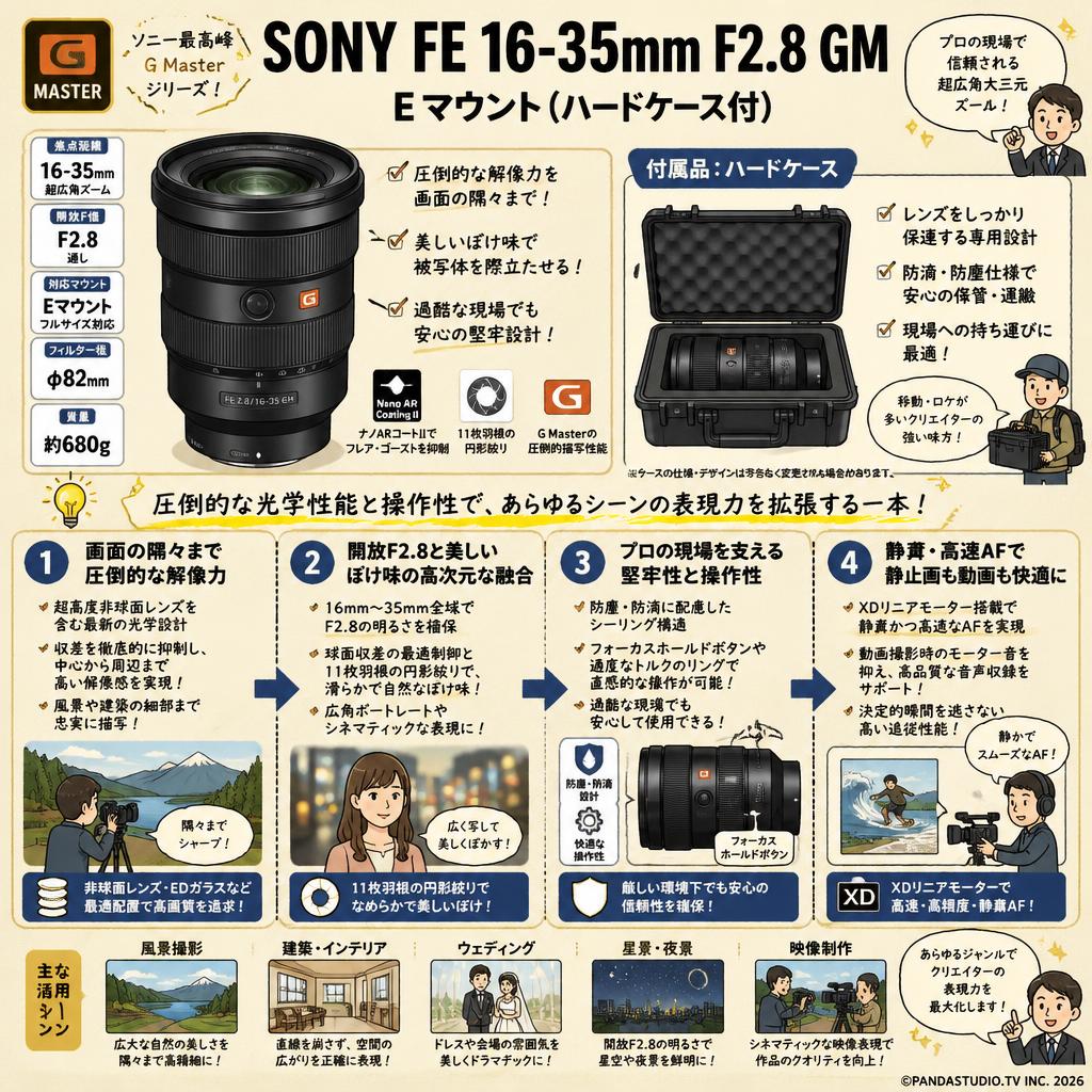 SONY FE 16-35mm F2.8 GM Eマウント（ハードケ－ス付） 概要