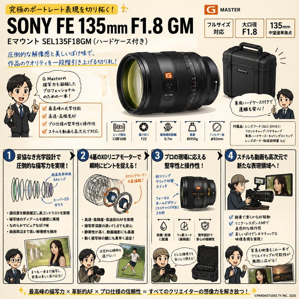 SONY FE 135mm F1.8 GM Eマウント SEL135F18GM (ハードケース付き) 概要