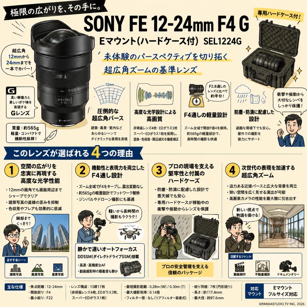 SONY FE 12-24mm F4 G Eマウント(ハードケ－ス付) SEL1224G 概要