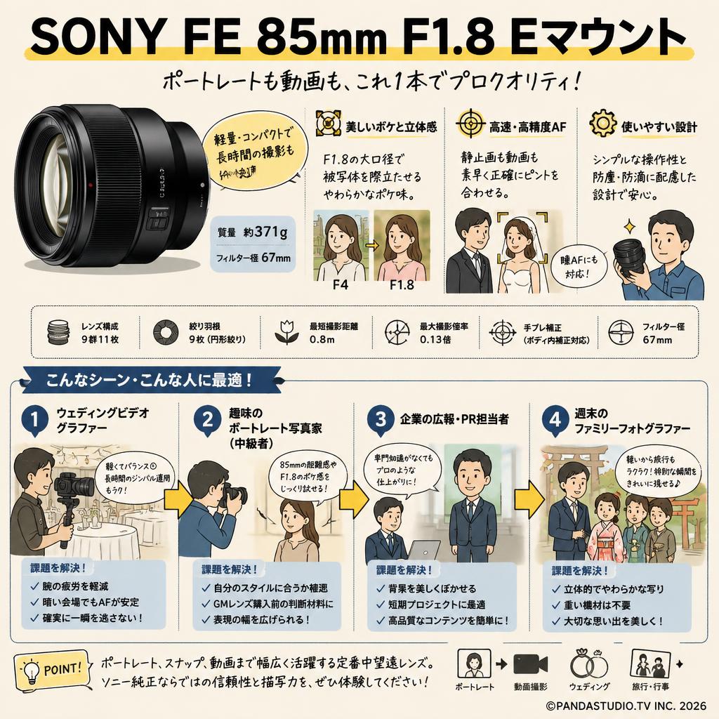 SONY FE 85mm F1.8 Eマウント おもな対象のお客様