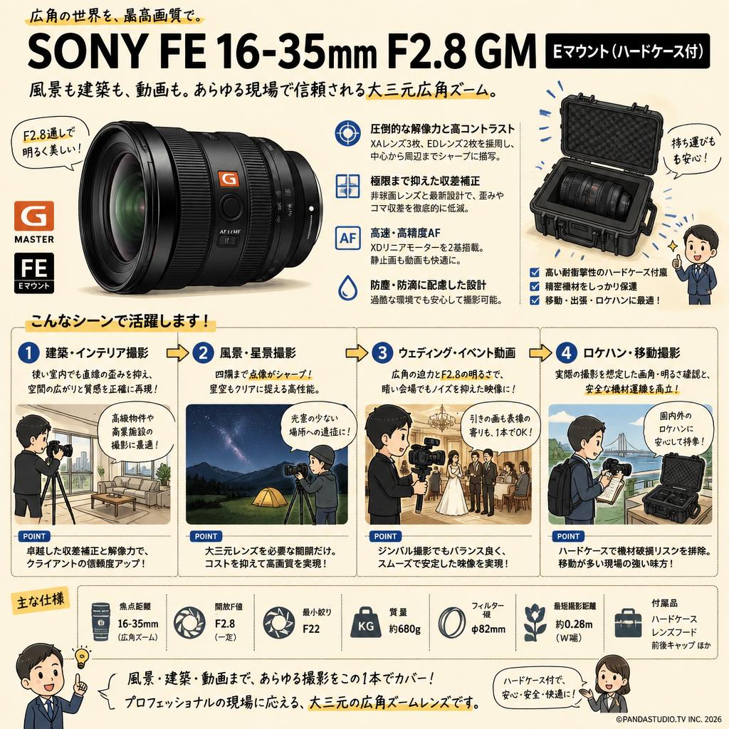 SONY FE 16-35mm F2.8 GM Eマウント（ハードケ－ス付） おもな対象のお客様