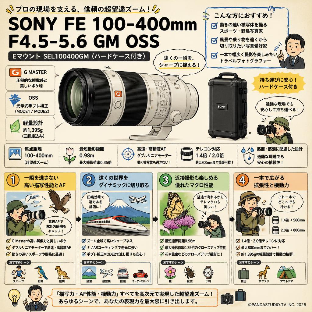 SONY FE 100-400mm F4.5-5.6 GM OSS  Eマウント SEL100400GM（ハードケース付き) おもな対象のお客様
