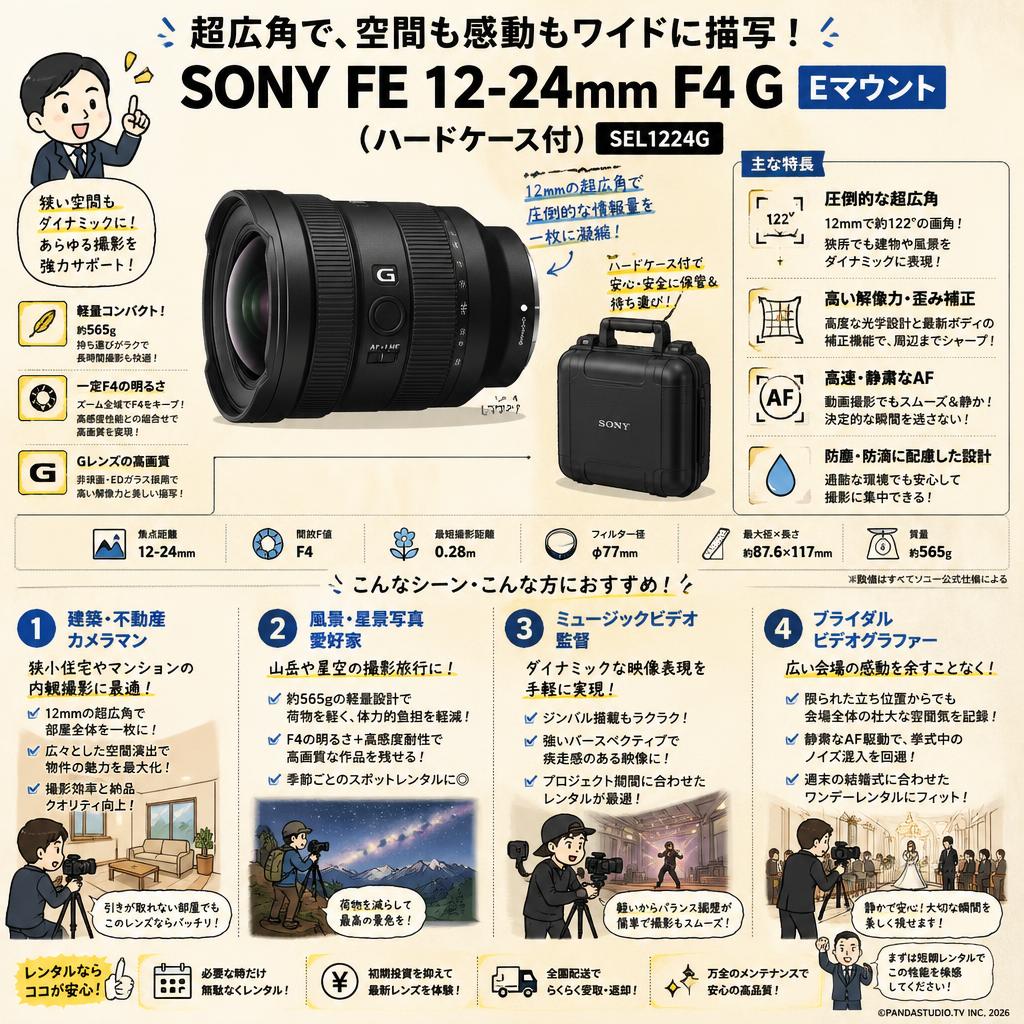SONY FE 12-24mm F4 G Eマウント(ハードケ－ス付) SEL1224G おもな対象のお客様