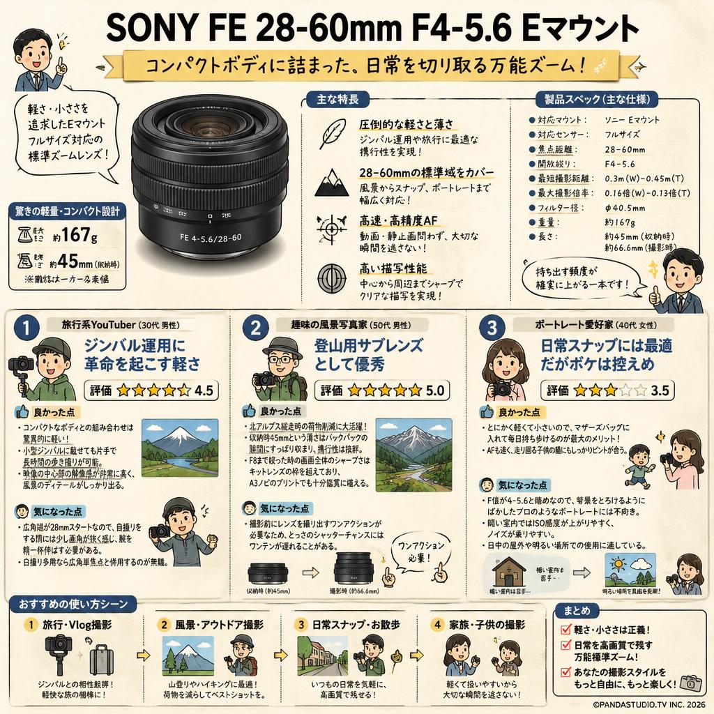 SONY FE 28-60mm F4-5.6 Eマウント インターネット上のお客様の声（評判）