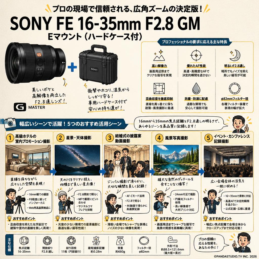 SONY FE 16-35mm F2.8 GM Eマウント（ハードケ－ス付） 用途