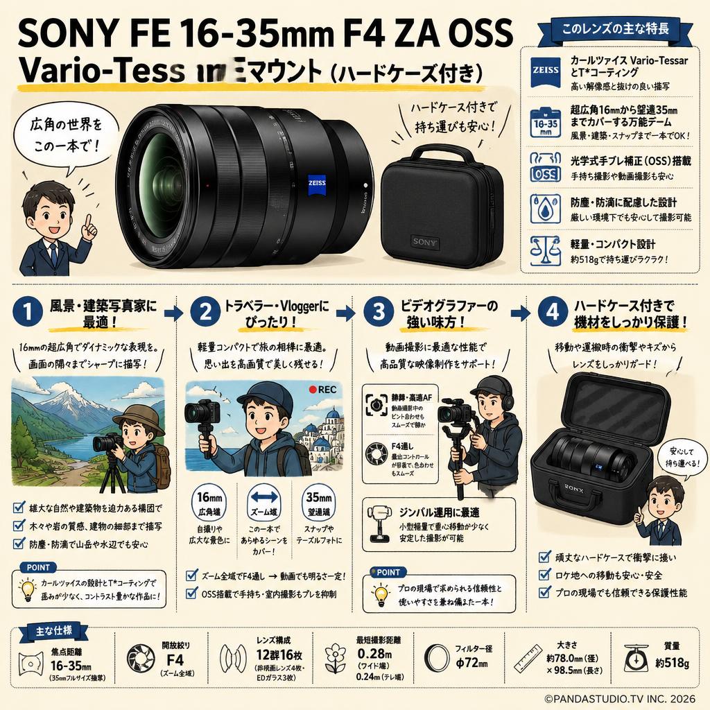 SONY FE 16-35mm F4 ZA OSS Vario-Tessar Eマウント(ハードケース付き) おもな対象のお客様
