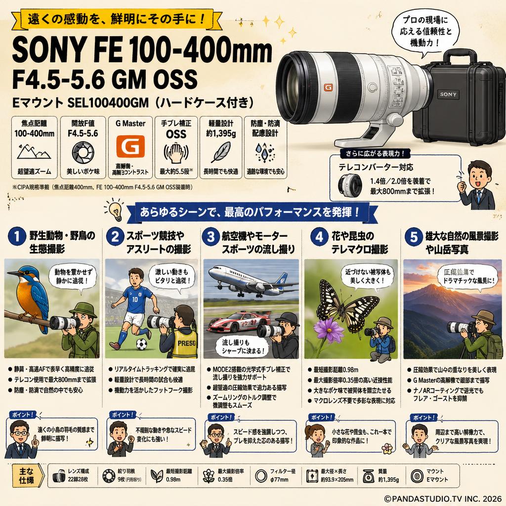 SONY FE 100-400mm F4.5-5.6 GM OSS  Eマウント SEL100400GM（ハードケース付き) 用途