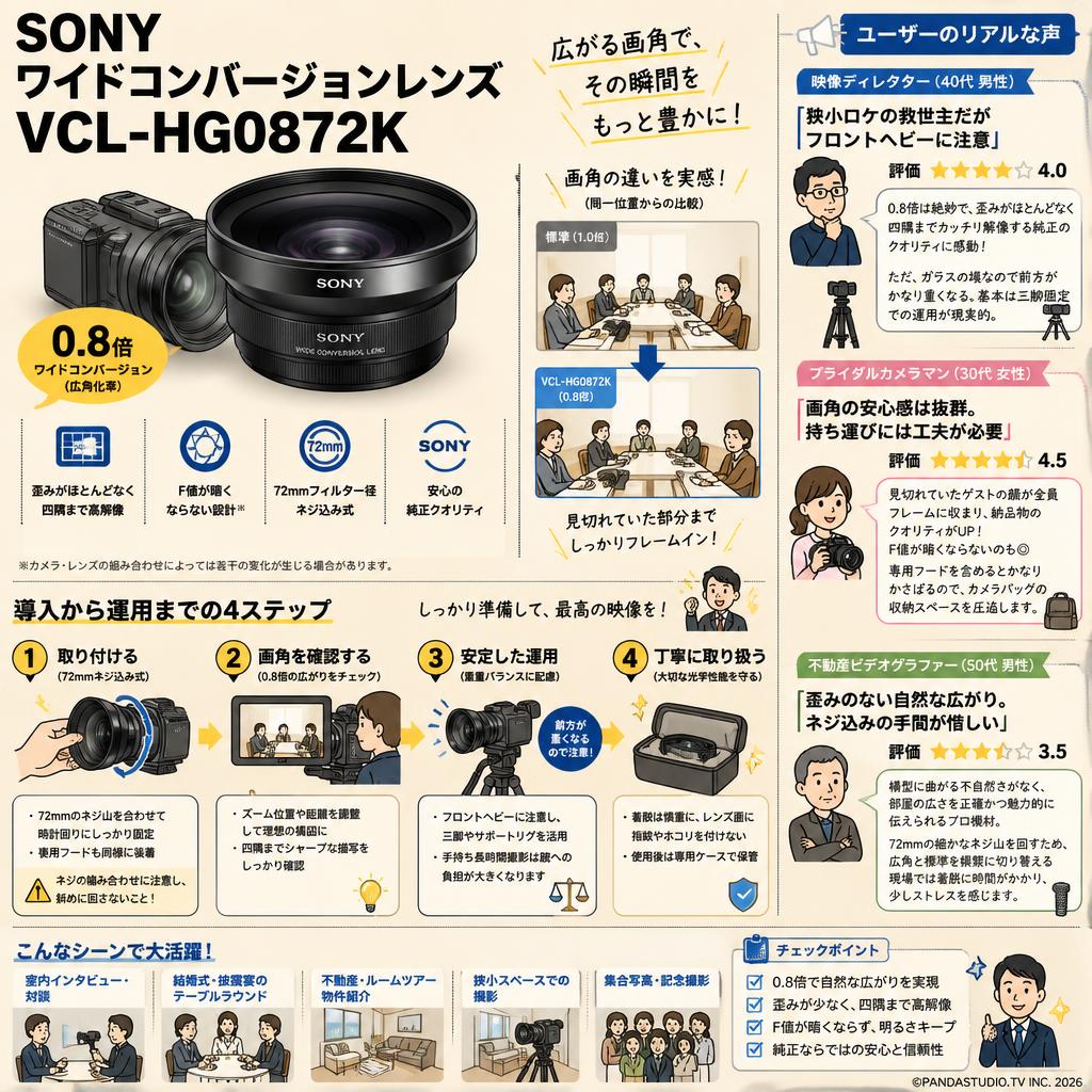 SONY  ワイドコンバージョンレンズ VCL-HG0872K インターネット上のお客様の声（評判）