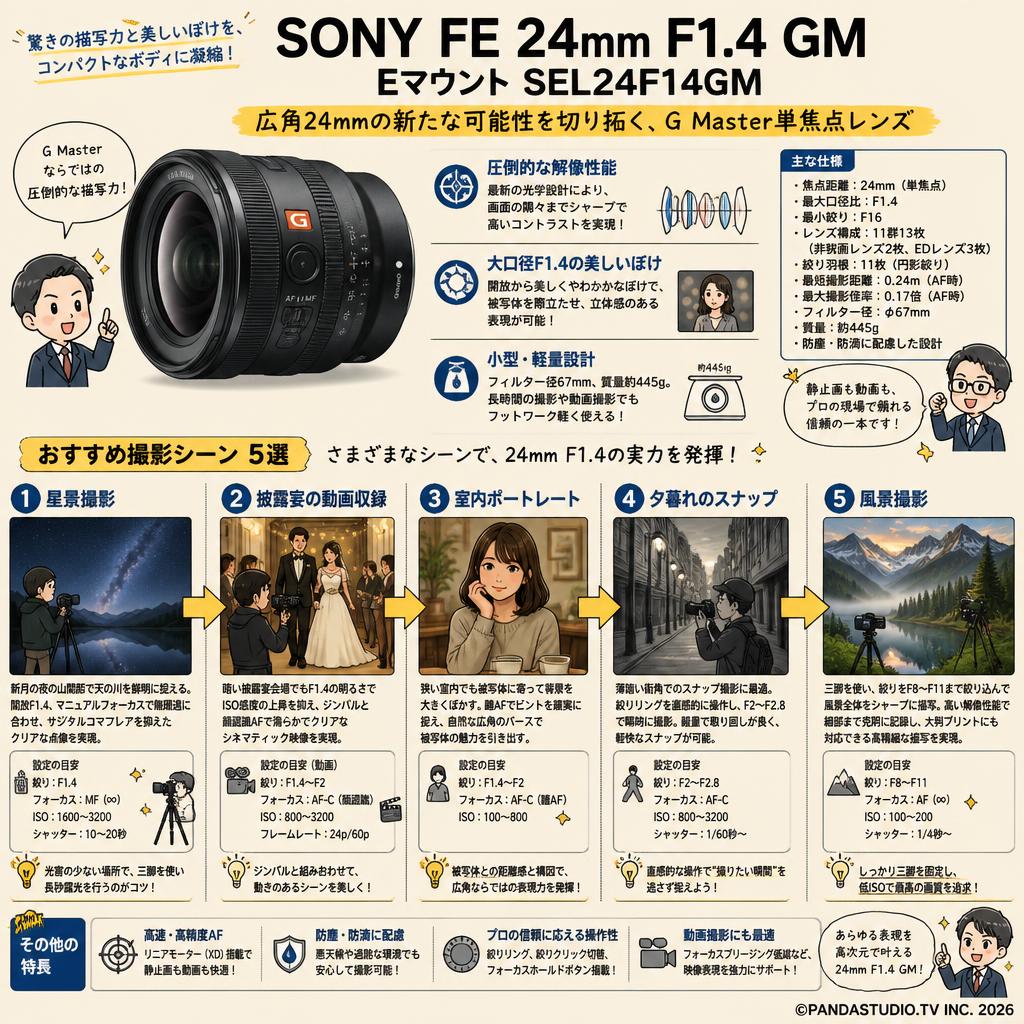 SONY FE 24mm F1.4 GM Eマウント SEL24F14GM 用途