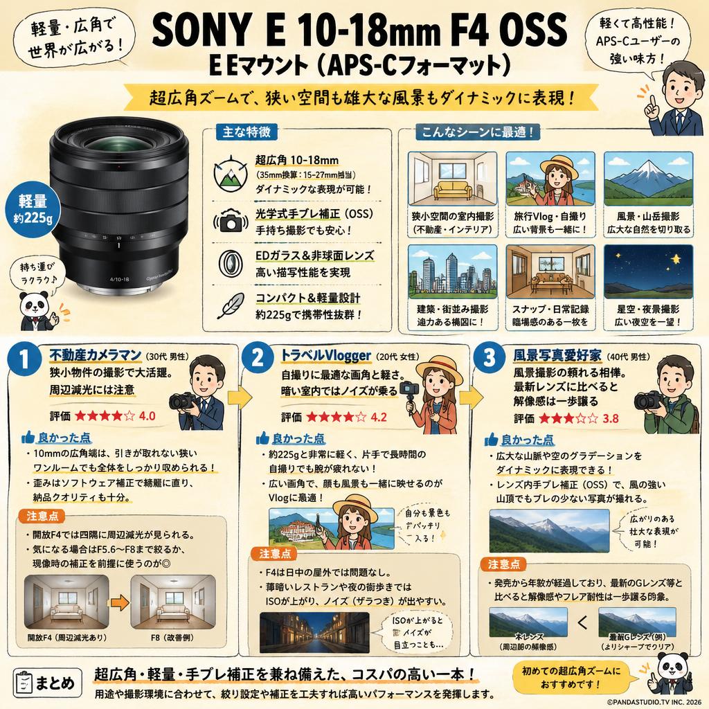 SONY E 10-18mm F4 OSS Eマウント（APS-Cフォーマット） インターネット上のお客様の声（評判）