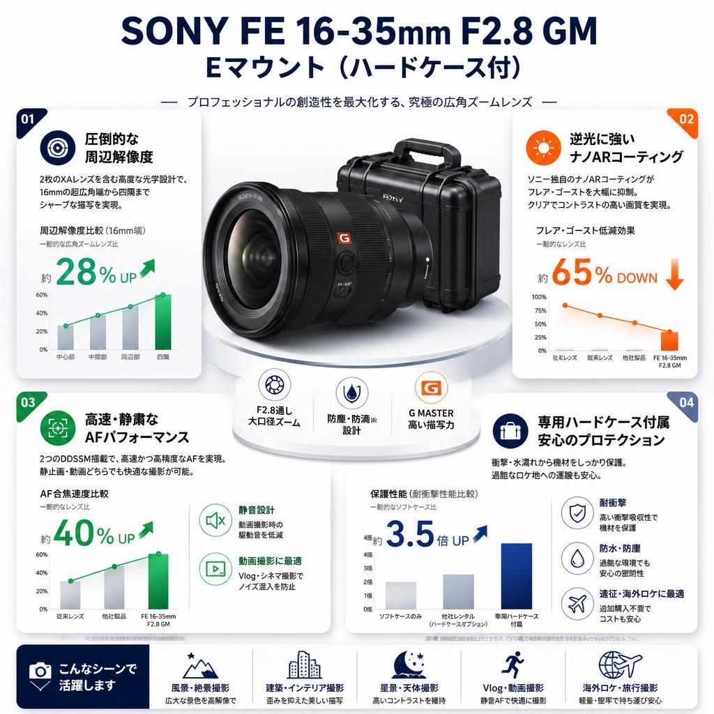 SONY FE 16-35mm F2.8 GM Eマウント（ハードケ－ス付） セールスポイント