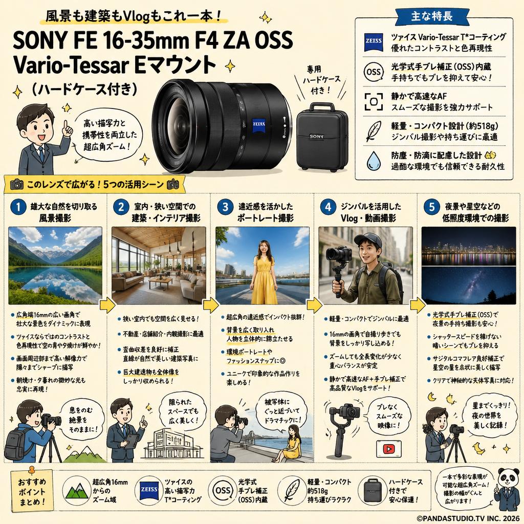 SONY FE 16-35mm F4 ZA OSS Vario-Tessar Eマウント(ハードケース付き) 用途